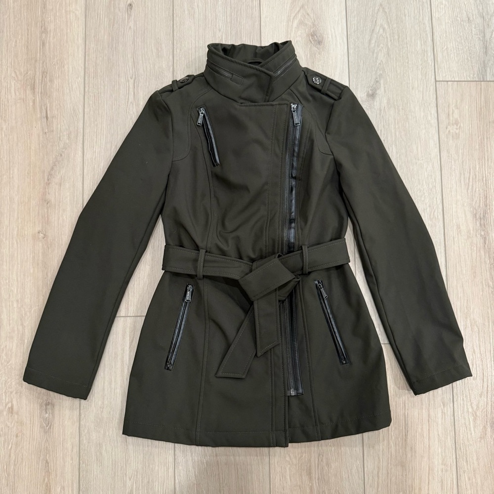 MICHAEL KORS - Women's Green Asymmetric Belted Jacket - Size XS - Picture 1 of 10